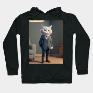 Cat Wearing a Suit - Modern Digital Art Hoodie